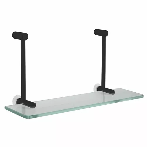Raft suspendat din sticlă SAPHO 1301-15B pentruperetele de duș negru mat