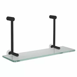 Raft suspendat din sticlă SAPHO 1301-15B pentruperetele de duș negru mat