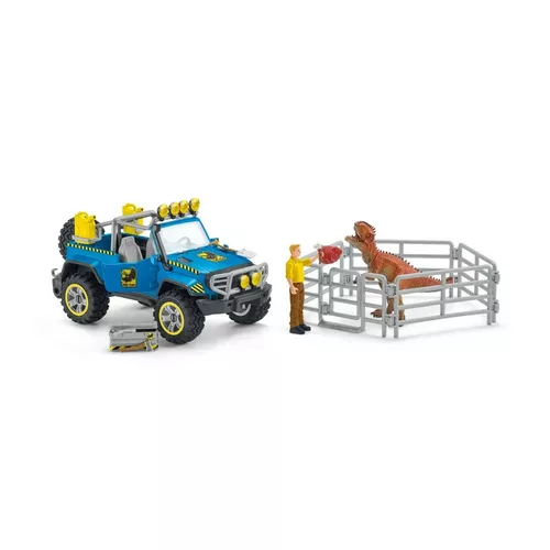 Mașină de teren Schleich 41464 cu gard pentru Dinozaur