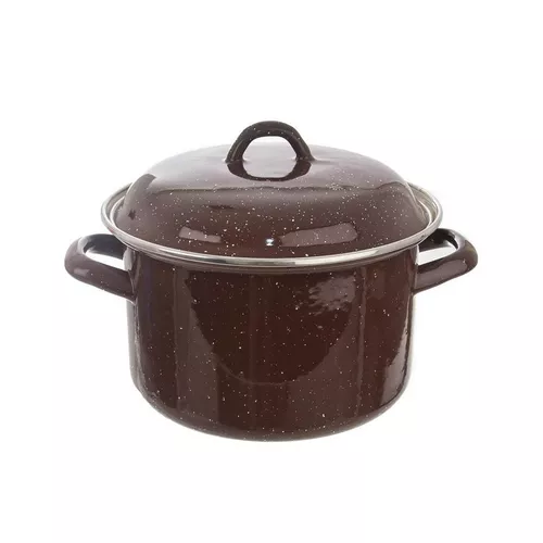 Cratiță smălțuită Orion Brown LEM, cu capac,2,5 l