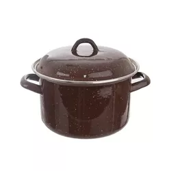 Cratiță smălțuită Orion Brown LEM, cu capac,2,5 l