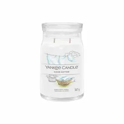 Lumânare parfumată Yankee Candle Signature  în borcan, mare, Clean Cotton, 567 g
