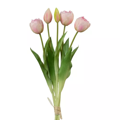 Buchet de lalele artificiale roz deschis, 38 cm