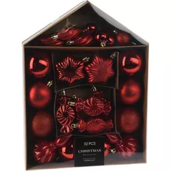 Set de decorațiuni de Crăciun Roșu festiv, 32 buc, roșu