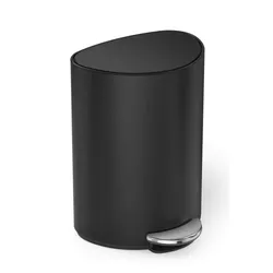 Simplehuman Coș cu pedale 6 L, semirotund, oțelnegru mat, plastic