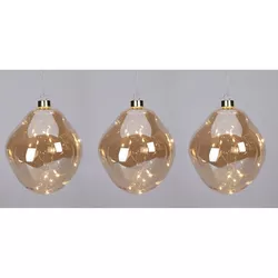Set de ornamente LED de Crăciun Bila organică 3buc, auriu