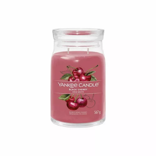 Lumânare parfumată Yankee Candle Signatureîn borcan, mare, Black Cherry, 567 g