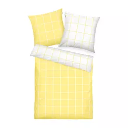 Lenjerie de pat din bumbac Tom Tailor Light Lemon & Crisp White, 140 x 200 cm, 70 x 90 cm