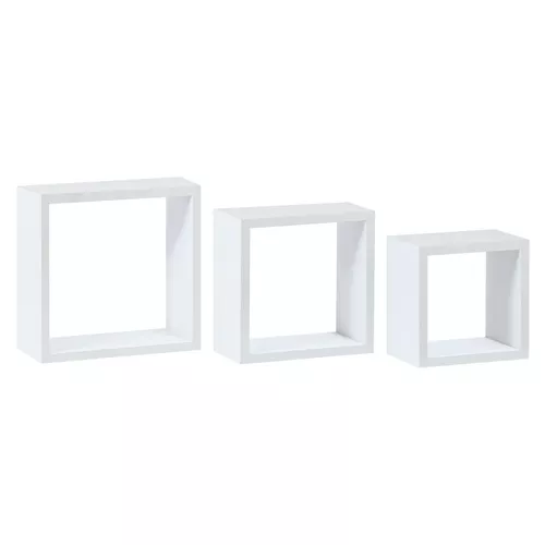 Set de rafturi de perete alb mat, 3 buc.