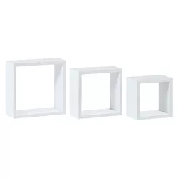 Set de rafturi de perete alb mat, 3 buc.