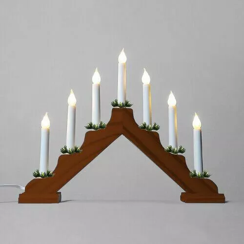 Sfeșnic Advent cu bec LED mulat Filament, stejar