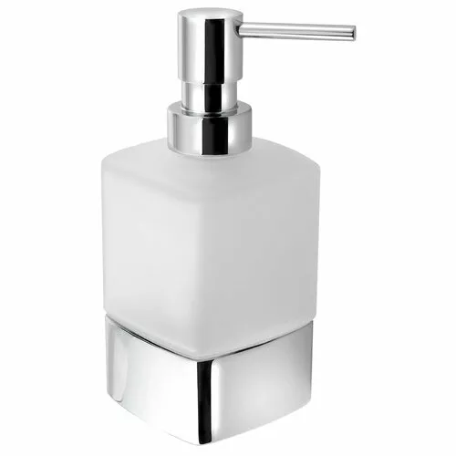 Distribuitor de săpun GEDY 545513 Lounge 280 ml,sticlă cu aspect de lapte/crom