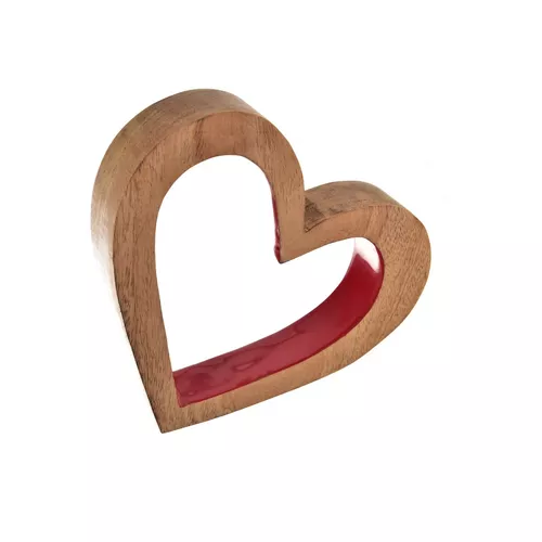 InDecor Inimă din lemn de mango Roșu, 20 x 4 x 23cm