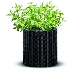 Jardinieră din plastic Keter Ratan, antracit, 28 x28 x 28,3 cm