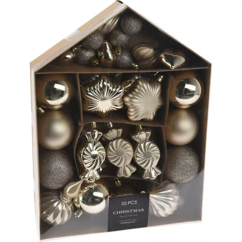 Set de decorațiuni de Crăciun Aur festiv, 32 buc, auriu