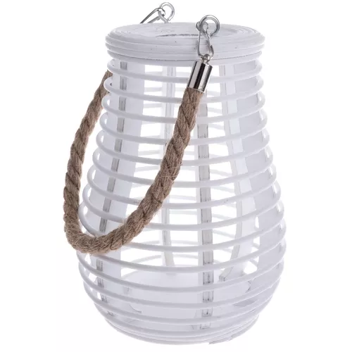 Felinar din bambus Fence alb, 16 x 21 cm