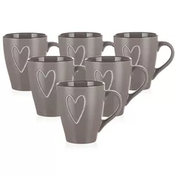 Cană ceramică Banquet HEART 310 ml,6 buc., maro