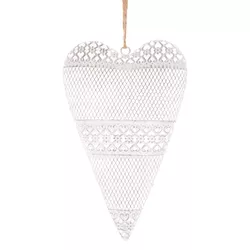 Decorațiune Inimă suspendată din metal 15 x 24 x 4 cm, albă